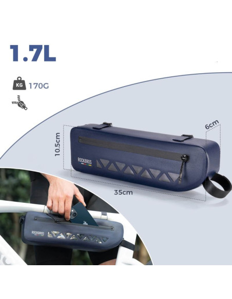 Torba rowerowa rockbros as-140 road to sky wodoodporna pod ramę 1,7 l - niebieska