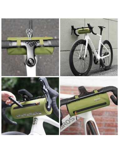 Torba rowerowa rockbros as-145 road to sky na kierownicę wodoodporna 2 l - zielona