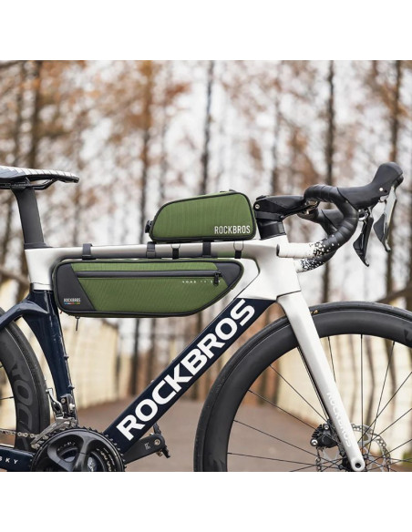 Torba rowerowa rockbros tl004 road to sky 0,7 l na ramę wodoodporna - zielona