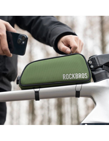 Torba rowerowa rockbros tl004 road to sky 0,7 l na ramę wodoodporna - zielona