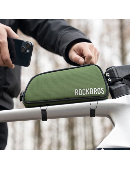 Torba rowerowa rockbros tl004 road to sky 0,7 l na ramę wodoodporna - zielona