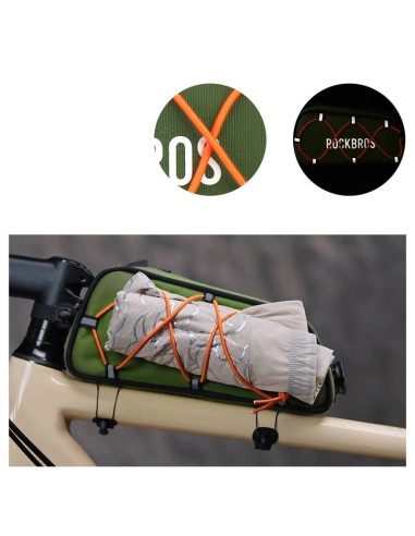 Torba rowerowa rockbros tl004 road to sky 0,7 l na ramę wodoodporna - zielona