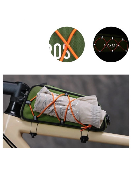 Torba rowerowa rockbros tl004 road to sky 0,7 l na ramę wodoodporna - zielona