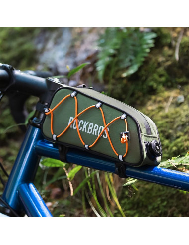 Torba rowerowa rockbros tl004 road to sky 0,7 l na ramę wodoodporna - zielona
