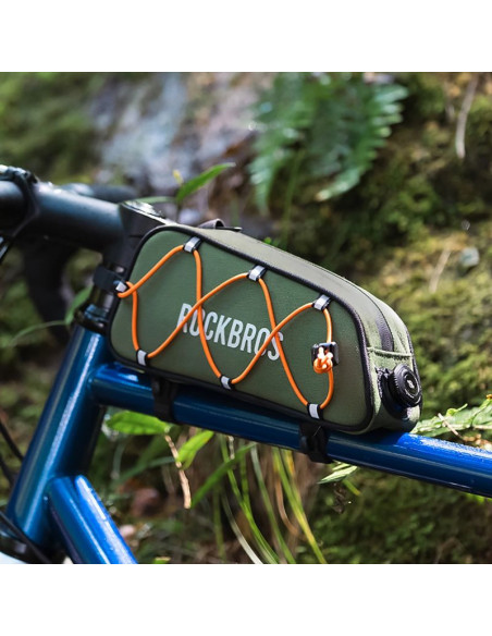 Torba rowerowa rockbros tl004 road to sky 0,7 l na ramę wodoodporna - zielona