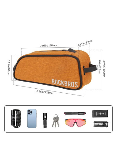 Torba rowerowa rockbros tl004 road to sky 0,7 l na ramę wodoodporna - pomarańczowa