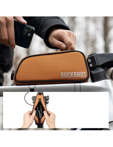 Torba rowerowa rockbros tl004 road to sky 0,7 l na ramę wodoodporna - pomarańczowa