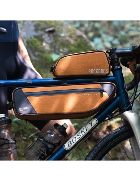 Torba rowerowa rockbros tl004 road to sky 0,7 l na ramę wodoodporna - pomarańczowa