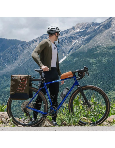 Torba rowerowa rockbros tl004 road to sky 0,7 l na ramę wodoodporna - pomarańczowa