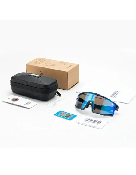 Okulary rowerowe rockbros sp258 road to sky polaryzacyjne niebieskie soczewki - granatowe