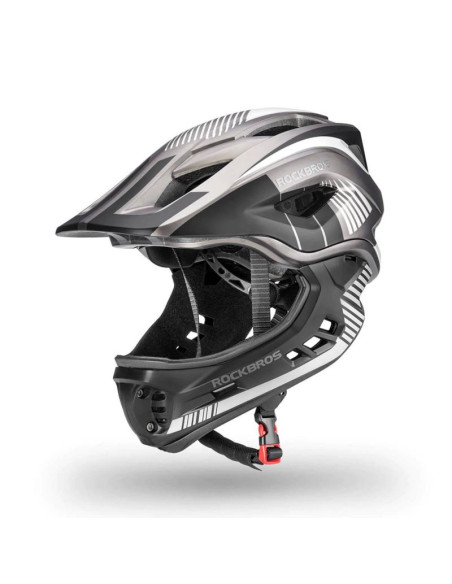 Kask rowerowy rockbros tt-32sbtg-m dziecięcy z odpinaną szczęką rozmiar m - szary