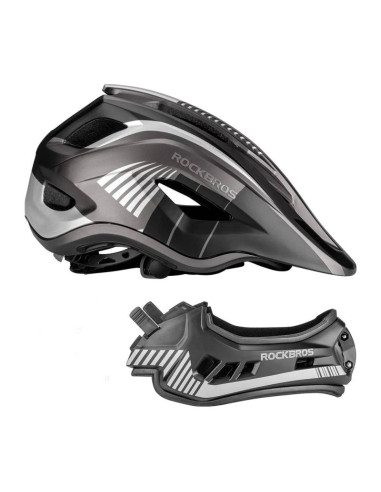 Kask rowerowy rockbros tt-32sbtg-m dziecięcy z odpinaną szczęką rozmiar m - szary