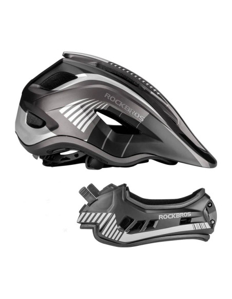 Kask rowerowy rockbros tt-32sbtg-m dziecięcy z odpinaną szczęką rozmiar m - szary