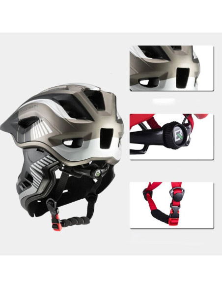 Kask rowerowy rockbros tt-32sbtg-m dziecięcy z odpinaną szczęką rozmiar m - szary