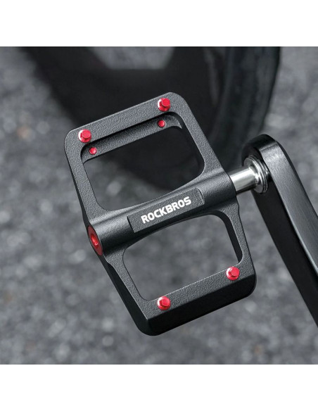 Pedały rowerowe rockbros bp2603 platformowe z tytanową osią i łożyskami ze stopu magnezu - czarne