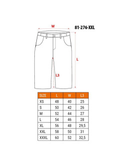 Krótkie spodenki premium, 62% bawełna, 35% poliester, 3% elastan, rozmiar xxl