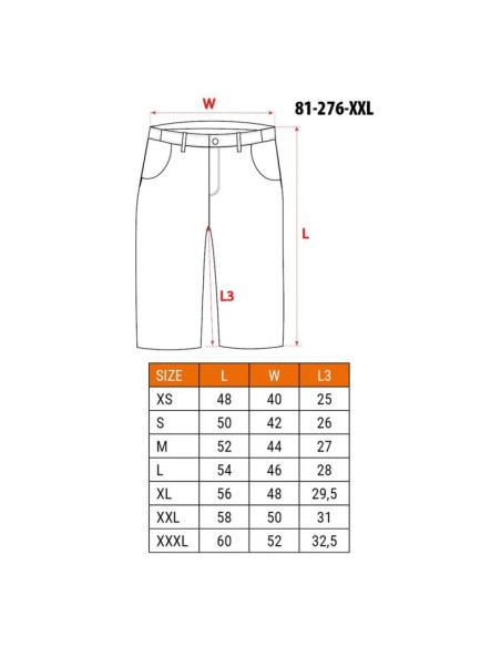 Krótkie spodenki premium, 62% bawełna, 35% poliester, 3% elastan, rozmiar xxl
