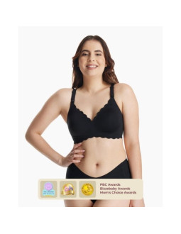 Momcozy yn46 bezszwowy biustonosz do karmienia floral support czarny s 2