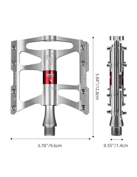 Pedały rowerowe rockbros jt410 4.10 4 łożyska - srebrne