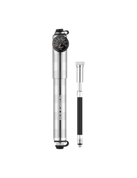 Pompka rowerowa rockbros hq-67a-l03 z manometrem - srebrna