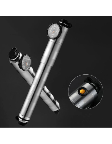 Pompka rowerowa rockbros hq-67a-l03 z manometrem - srebrna