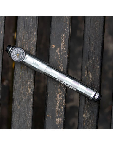 Pompka rowerowa rockbros hq-67a-l03 z manometrem - srebrna
