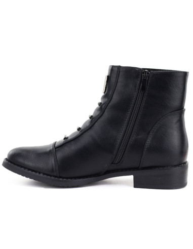 Botki damskie na płaskim obcasie czarne m.daszyński  sa62-126