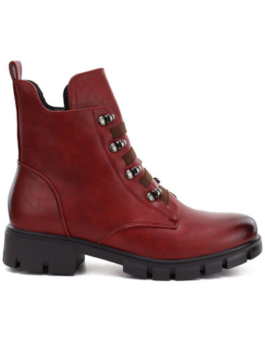 Botki damskie workery ocieplane czerwone m.daszyński  mr23123