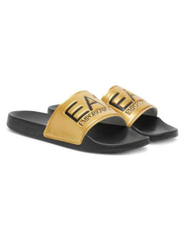 Męskie klapki sportowe emporio armani ea7 czarny/złoty - 7x000108-af15118-mz097