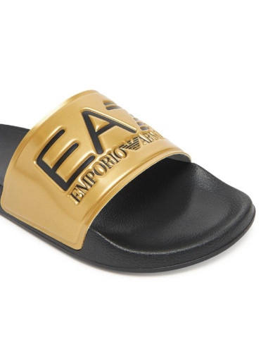 Męskie klapki sportowe emporio armani ea7 czarny/złoty - 7x000108-af15118-mz097