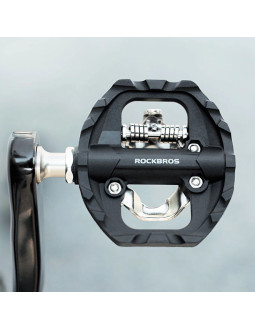 Pedały rowerowe rockbros m108 nylonowe half-lock dwustronne - czarne 2