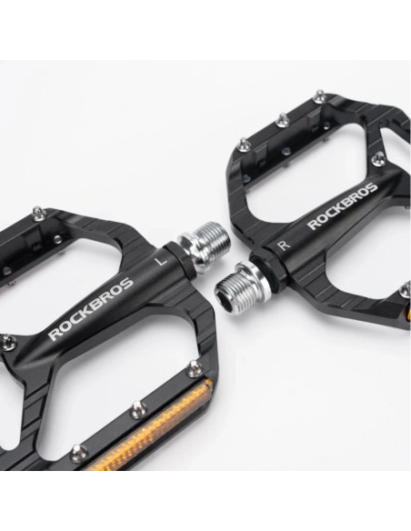Pedały rowerowe rockbros c700 platformowe odblaskowe aluminiowe - czarne