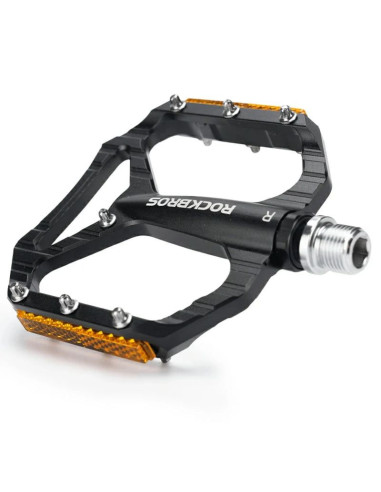 Pedały rowerowe rockbros c700 platformowe odblaskowe aluminiowe - czarne