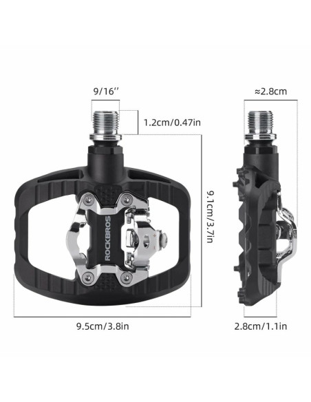 Pedały rowerowe rockbros pd303 platformowe half-lock - czarne
