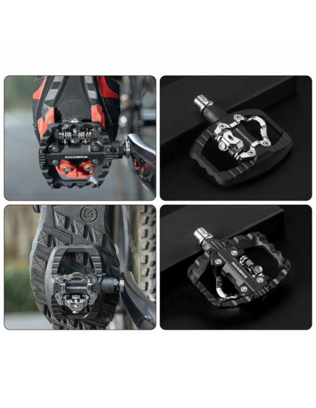 Pedały rowerowe rockbros pd303 platformowe half-lock - czarne