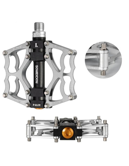 Pedały rowerowe rockbros jt201012ls 2010-12l aluminiowe platformowe - srebrne