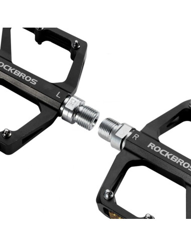 Pedały rowerowe rockbros k371 aluminiowe odblaskowe z uszczelnionymi łożyskami - czarne