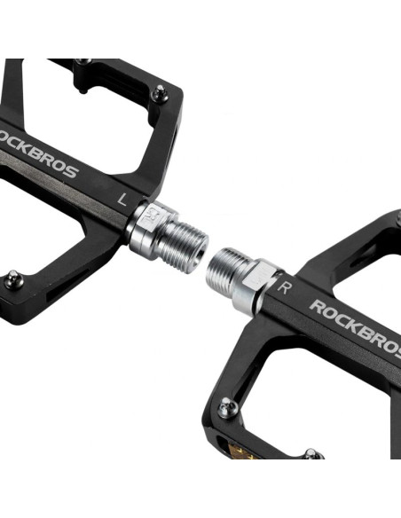 Pedały rowerowe rockbros k371 aluminiowe odblaskowe z uszczelnionymi łożyskami - czarne