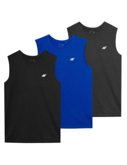 Koszulka bez rękawów tank top męski (zestaw koszulek 3 szt.) 4f 4fwss26tslem362-90s