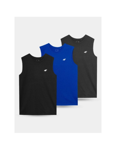 Koszulka bez rękawów tank top męski (zestaw koszulek 3 szt.) 4f 4fwss26tslem362-90s