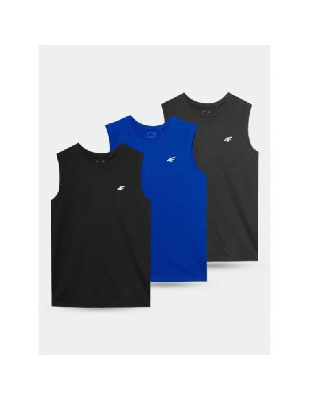 Koszulka bez rękawów tank top męski (zestaw koszulek 3 szt.) 4f 4fwss26tslem362-90s