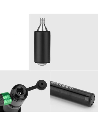 Pompka co2 rockbros hq-75d-co2 manualna/co2 aluminiowa - czarna