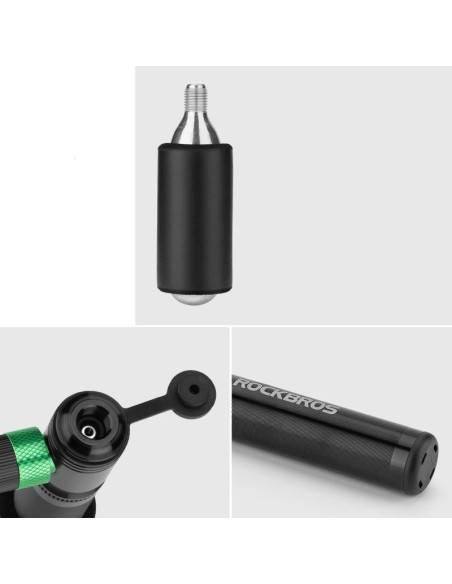 Pompka co2 rockbros hq-75d-co2 manualna/co2 aluminiowa - czarna