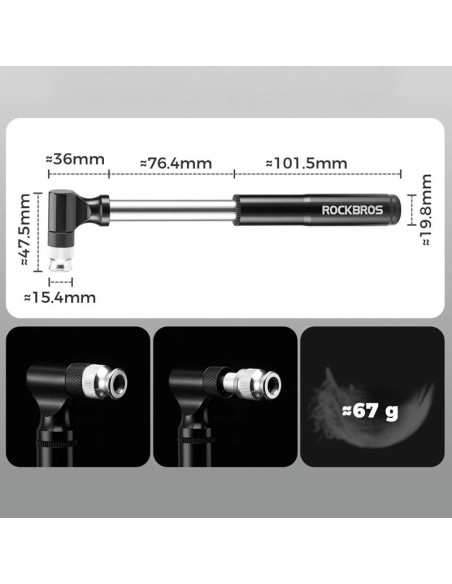 Zestaw narzędzi rockbros jg-pb-11 z pompką i multitoolem łatki łyżki - czarny