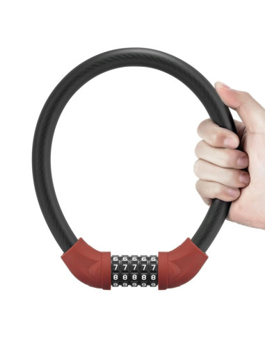 Zapięcie rowerowe rockbros rks870-bk na szyfr linka stalowa 85 cm - czerwone
