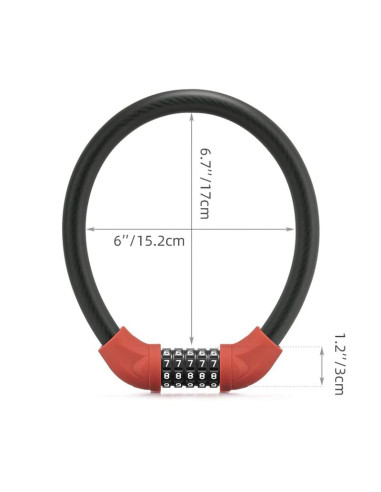 Zapięcie rowerowe rockbros rks870-bk na szyfr linka stalowa 85 cm - czerwone