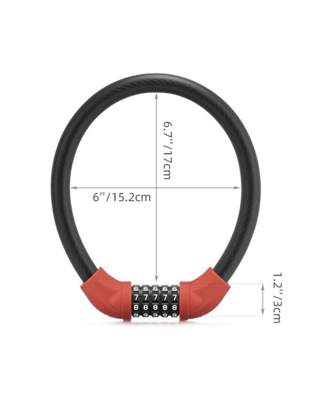 Zapięcie rowerowe rockbros rks870-bk na szyfr linka stalowa 85 cm - czerwone