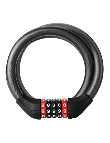 Zapięcie rowerowe rockbros rks531 na szyfr 5-cyfrowy linka stalowa 120 cm z oświetleniem led - czarne