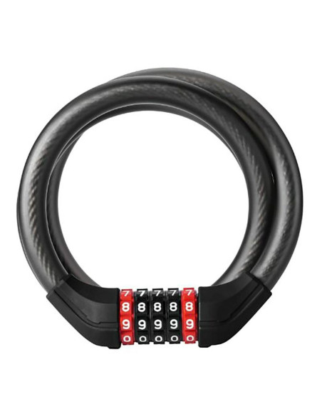 Zapięcie rowerowe rockbros rks531 na szyfr 5-cyfrowy linka stalowa 120 cm z oświetleniem led - czarne