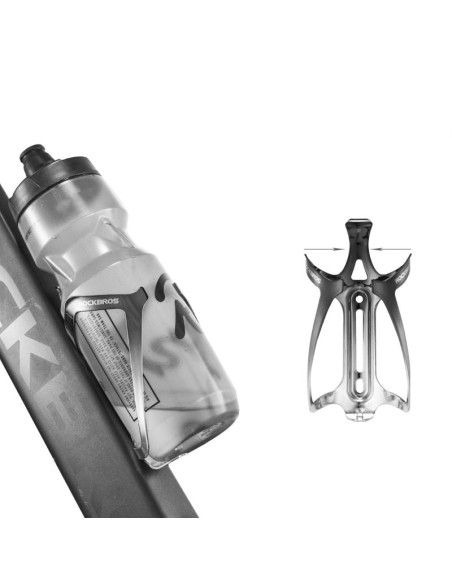 Koszyk na bidon rockbros rkl02 aluminiowy - czarno-srebrny
